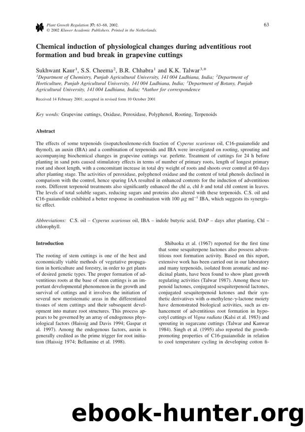 Chemical induction of physiological changes during adventitious root formation and bud break in grapevine cuttings by Unknown