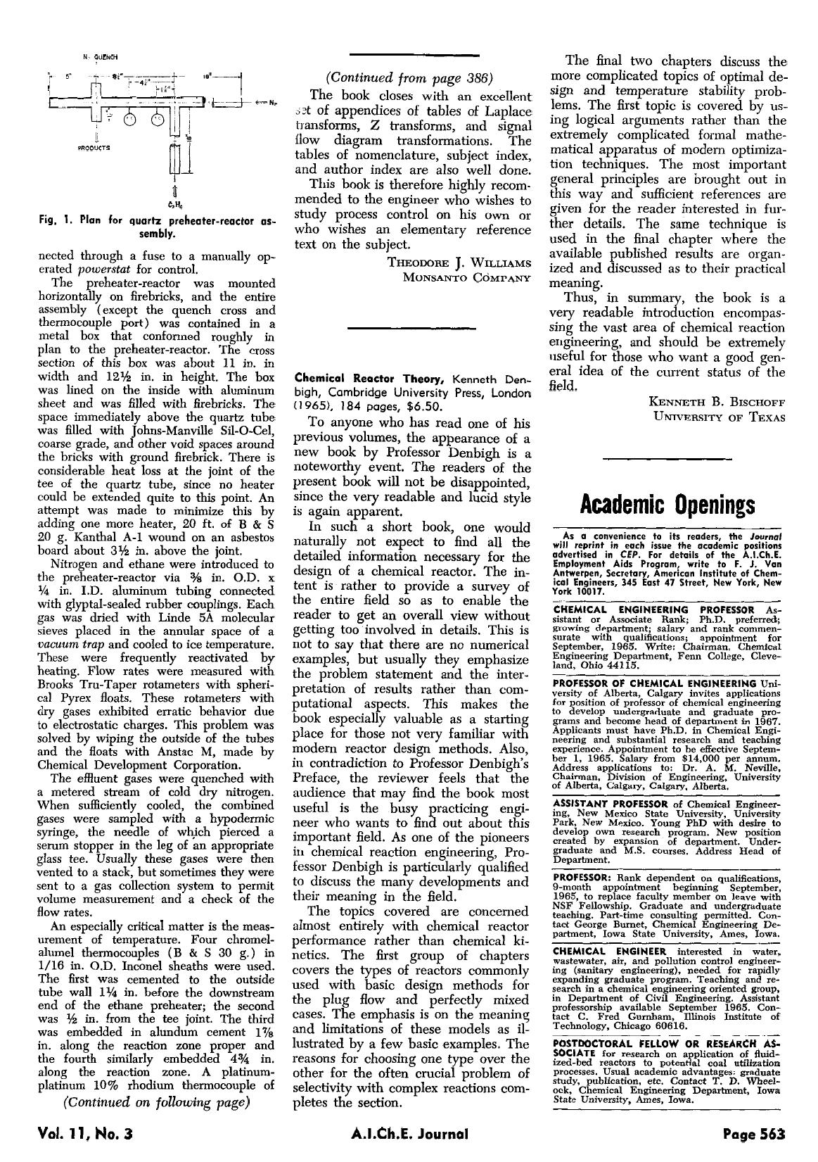 Chemical reactor theory, Kenneth Denbigh, Cambridge University Press, London (1965), 184 pages, [dollar]6.50 by Unknown