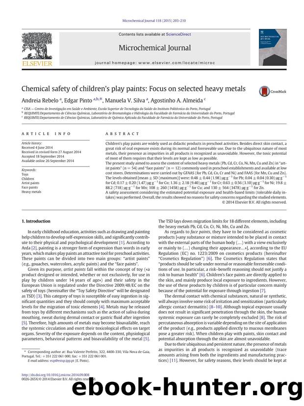 Chemical safety of children's play paints: Focus on selected heavy metals by Andreia Rebelo & Edgar Pinto & Manuela V. Silva & Agostinho A. Almeida