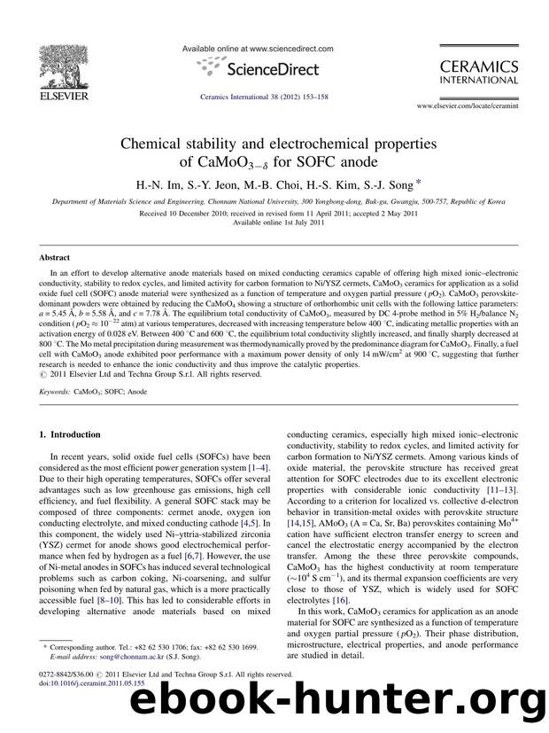 Chemical stability and electrochemical properties of CaMoO3âÎ´ for SOFC anode by H.-N. Im
