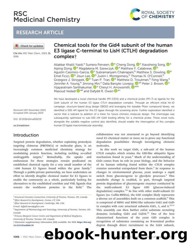 Chemical tools for the Gid4 subunit of the human E3 ligase C-terminal to LisH (CTLH) degradation complex by unknow