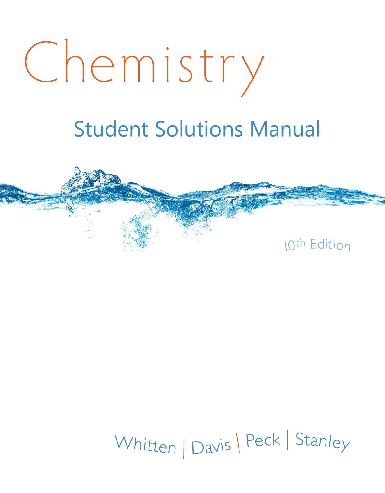 Chemistry 10th c2014 Student Solutions Manual Whitten by Student Solutions Manual for Whitten's Chemistry 10th (2013)