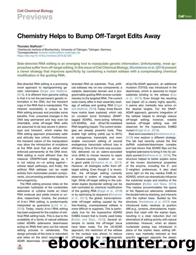 Chemistry Helps to Bump Off-Target Edits Away by Thorsten Stafforst
