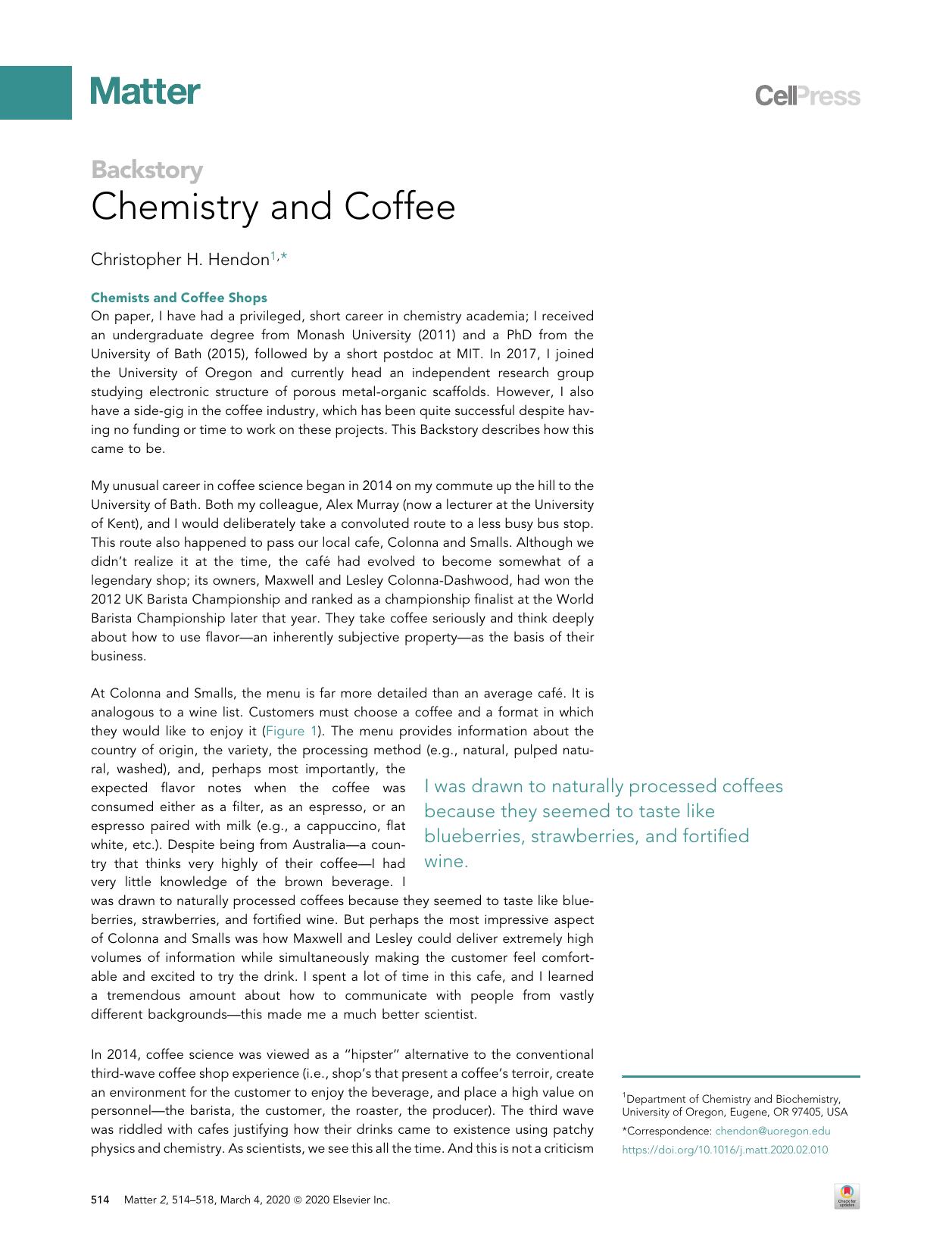 Chemistry and Coffee by Christopher H. Hendon
