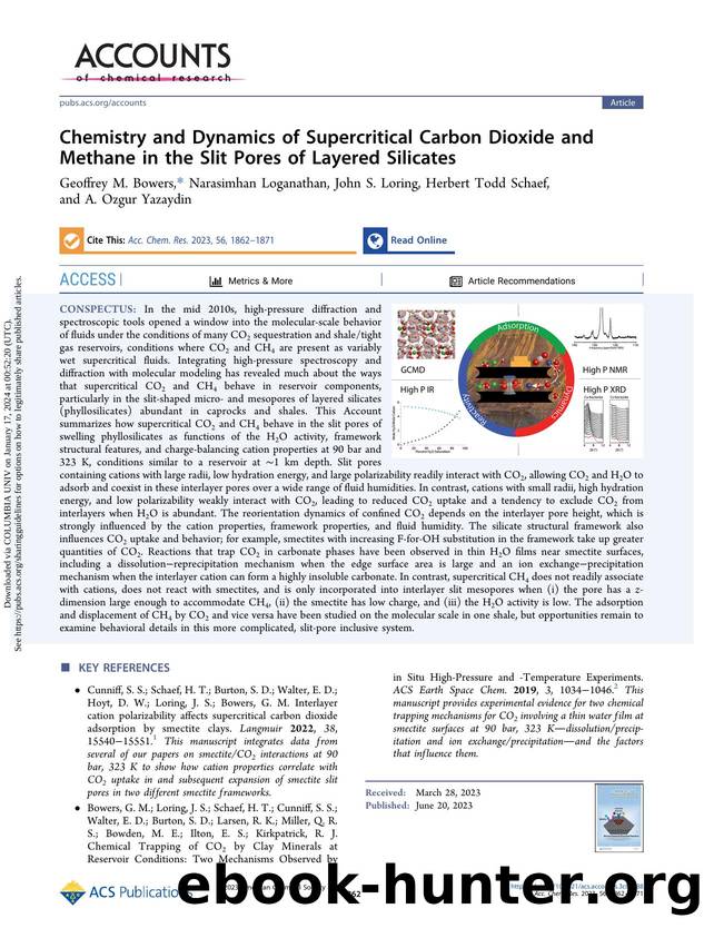 Chemistry and Dynamics of Supercritical Carbon Dioxide and Methane in the Slit Pores of Layered Silicates by Geoffrey M. Bowers Narasimhan Loganathan John S. Loring Herbert Todd Schaef & A. Ozgur Yazaydin