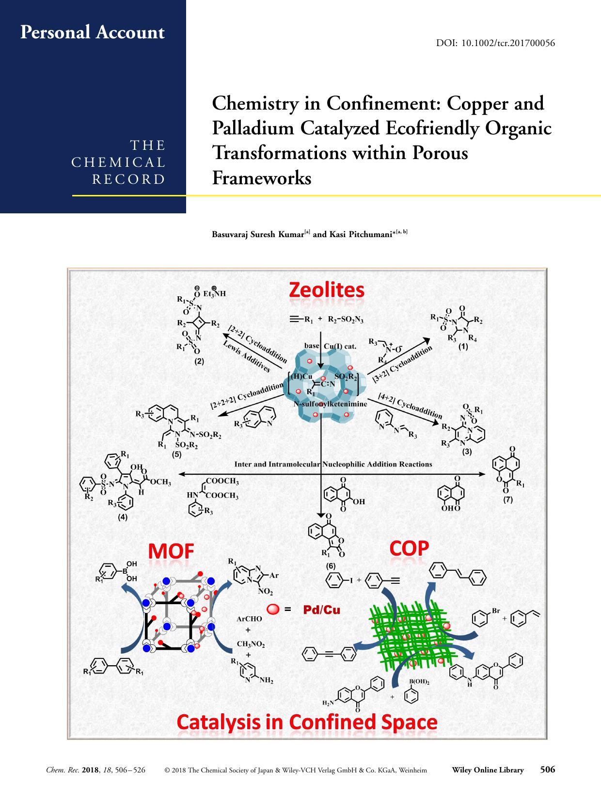 Chemistry in Confinement: Copper and Palladium Catalyzed Ecofriendly Organic Transformations within Porous Frameworks by Unknown