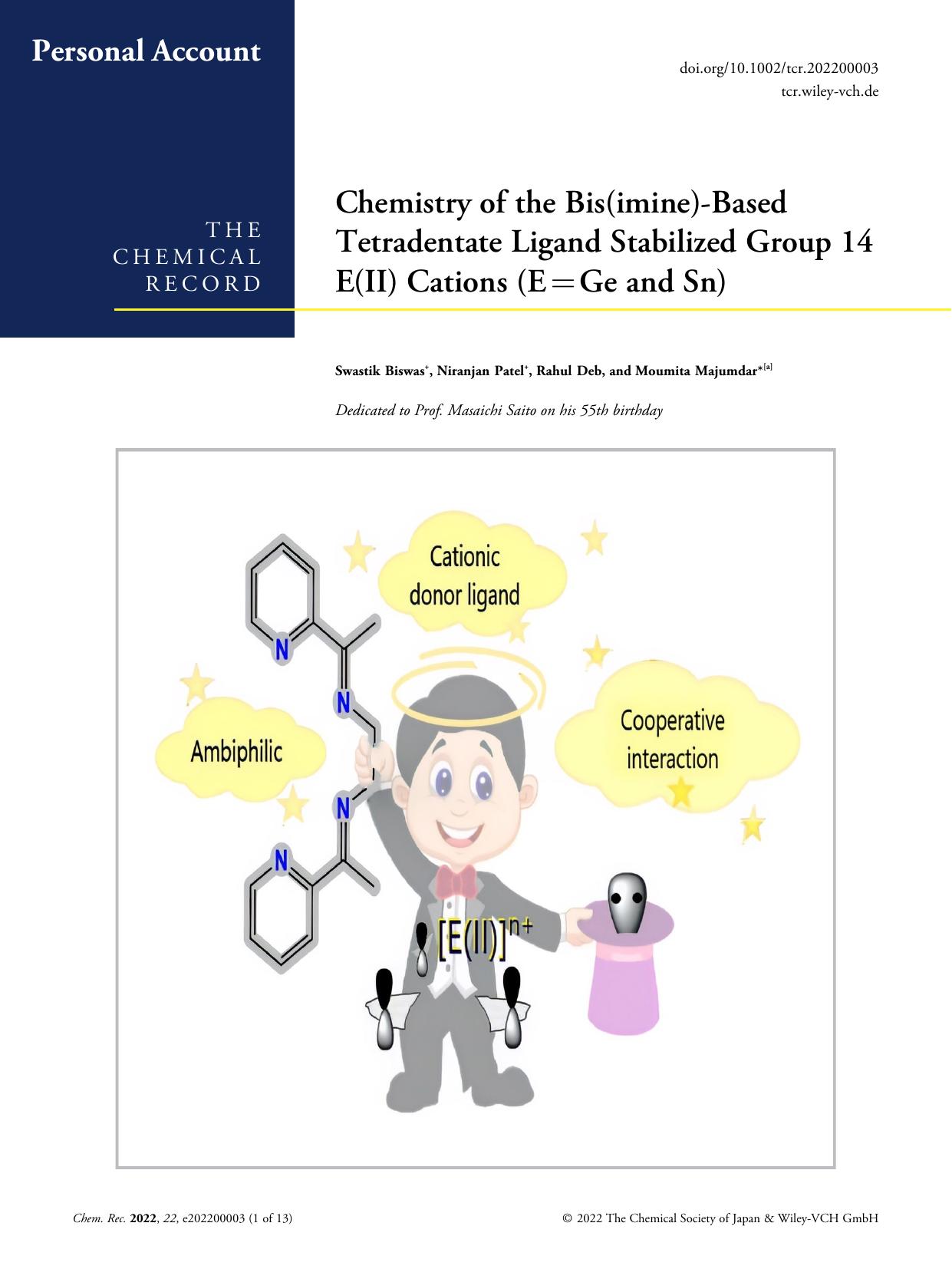 Chemistry of the Bis(imine)âBased Tetradentate Ligand Stabilized Group 14 E(II) Cations (E=Ge and Sn) by Unknown