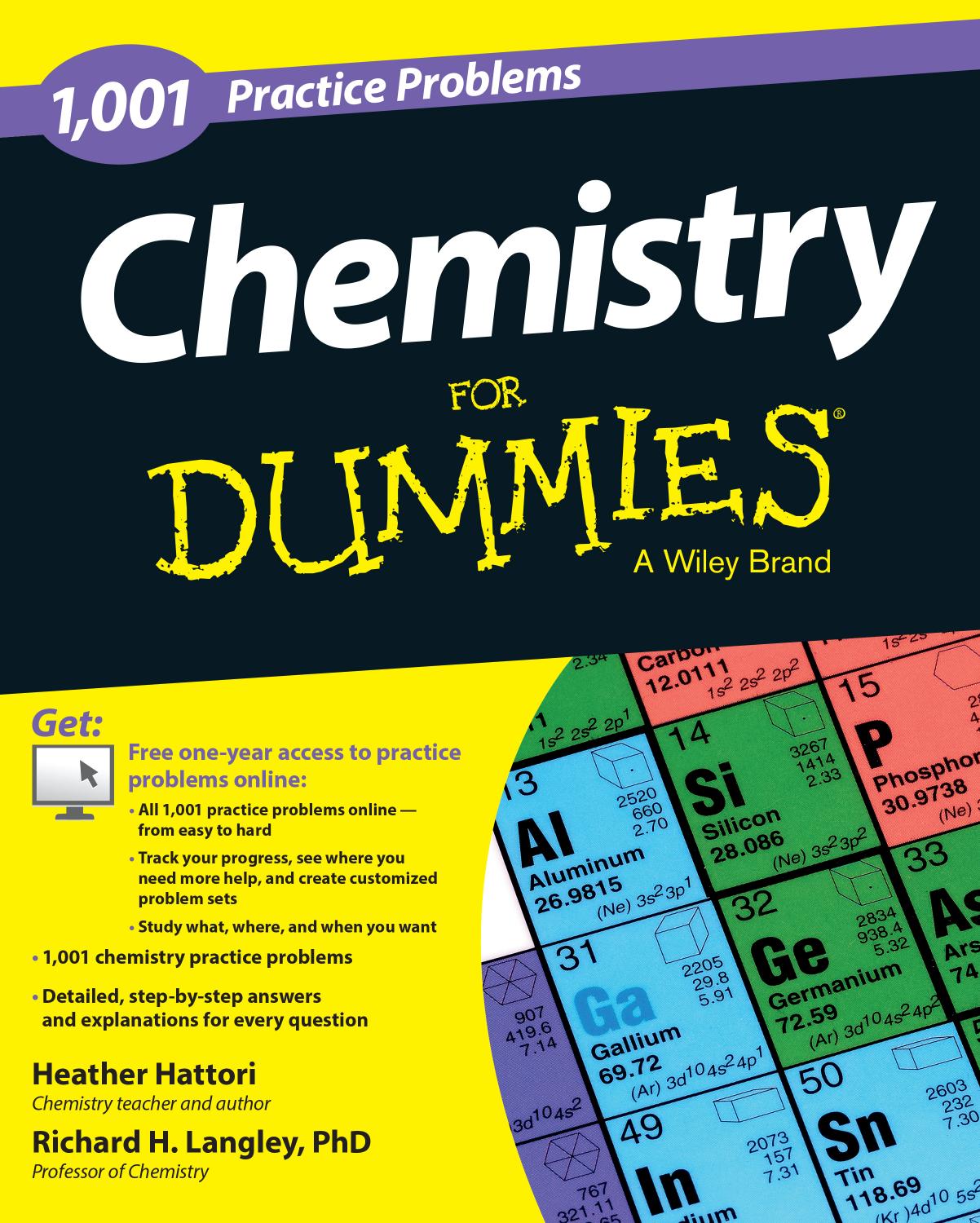 Chemistry: 1,001 Practice Problems For Dummies + Free Online Practice by Hattori Heather R.; Langley Richard H