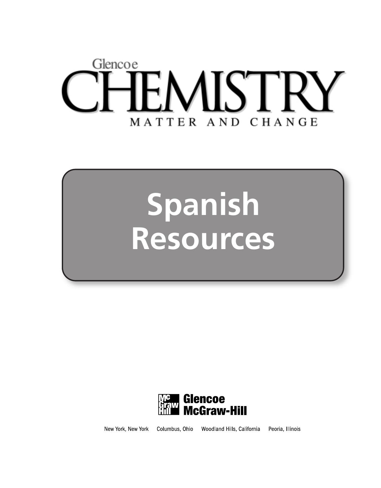 Chemistry: Matter and Change, Spanish Resources by McGraw-Hill