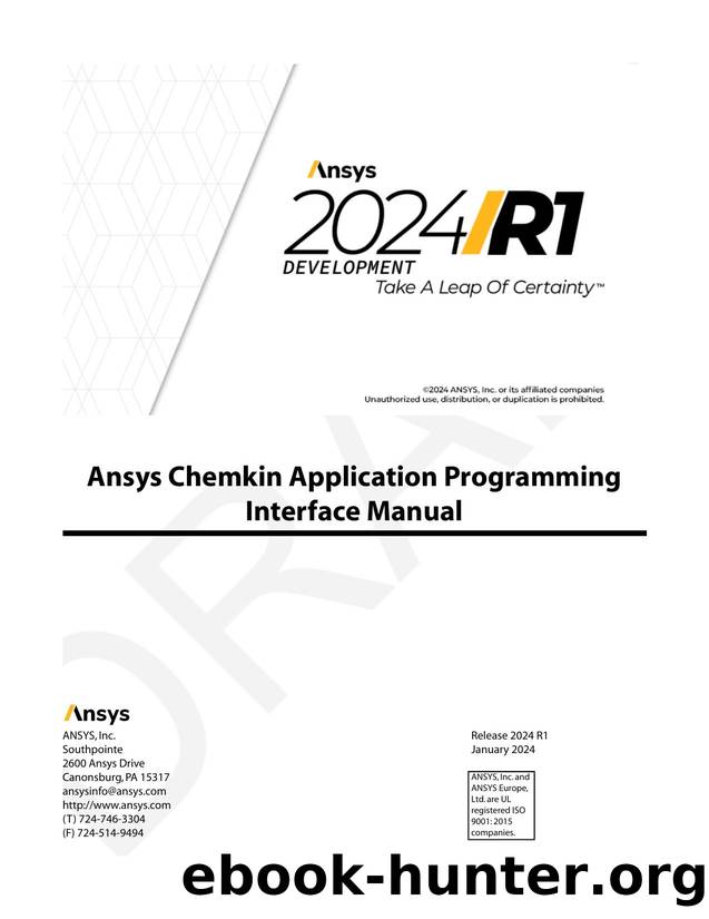 Chemkin Application Programming Interface Manual by Unknown