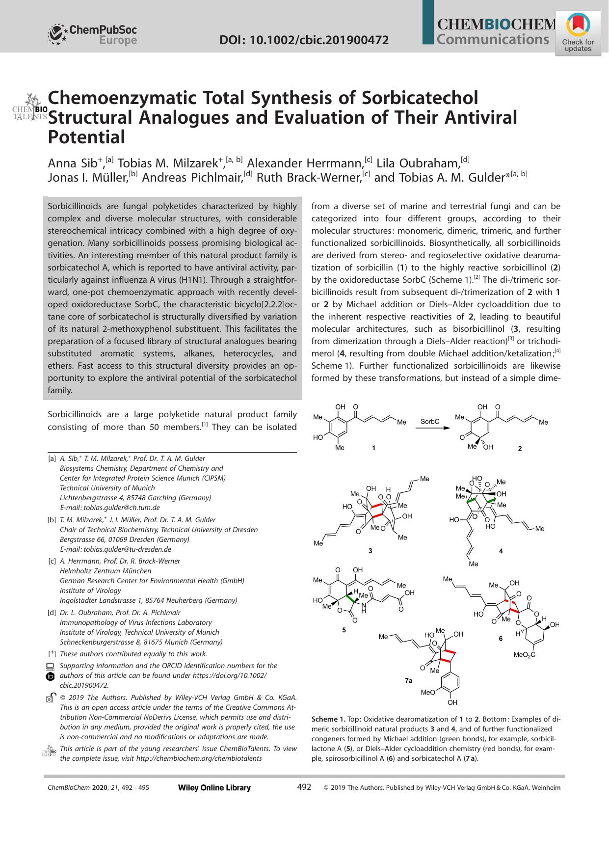 Chemoenzymatic Total Synthesis of Sorbicatechol Structural Analogues and Evaluation of Their Antiviral Potential by Unknown