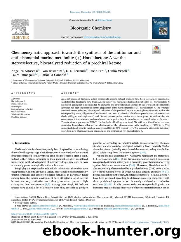 Chemoenzymatic approach towards the synthesis of the antitumor and antileishmanial marine metabolite ( + )-Harzialactone A via the stereoselective, biocatalyzed reduction of a prochiral ketone by unknow