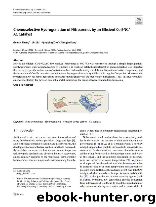 Chemoselective Hydrogenation of Nitroarenes by an Efficient Co@NCAC Catalyst by Guanyi Zhang & Lin Liu & Qingqing Zhu & Xiangjin Kong