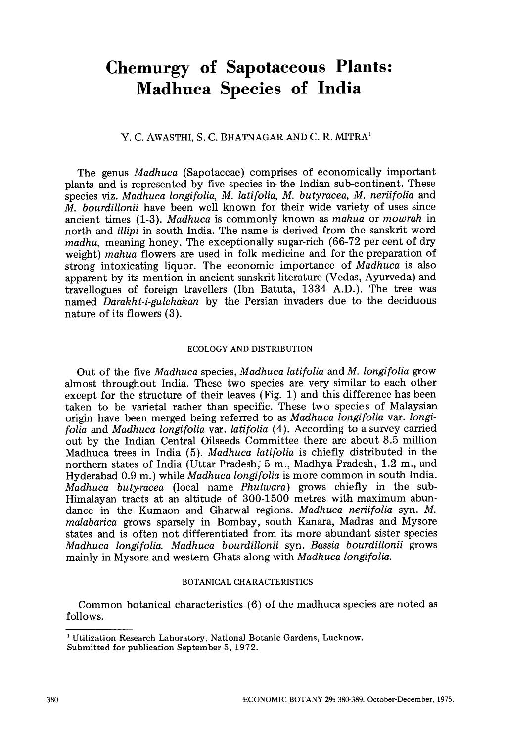 Chemurgy of sapotaceous plants: Madhuca species of India by Unknown