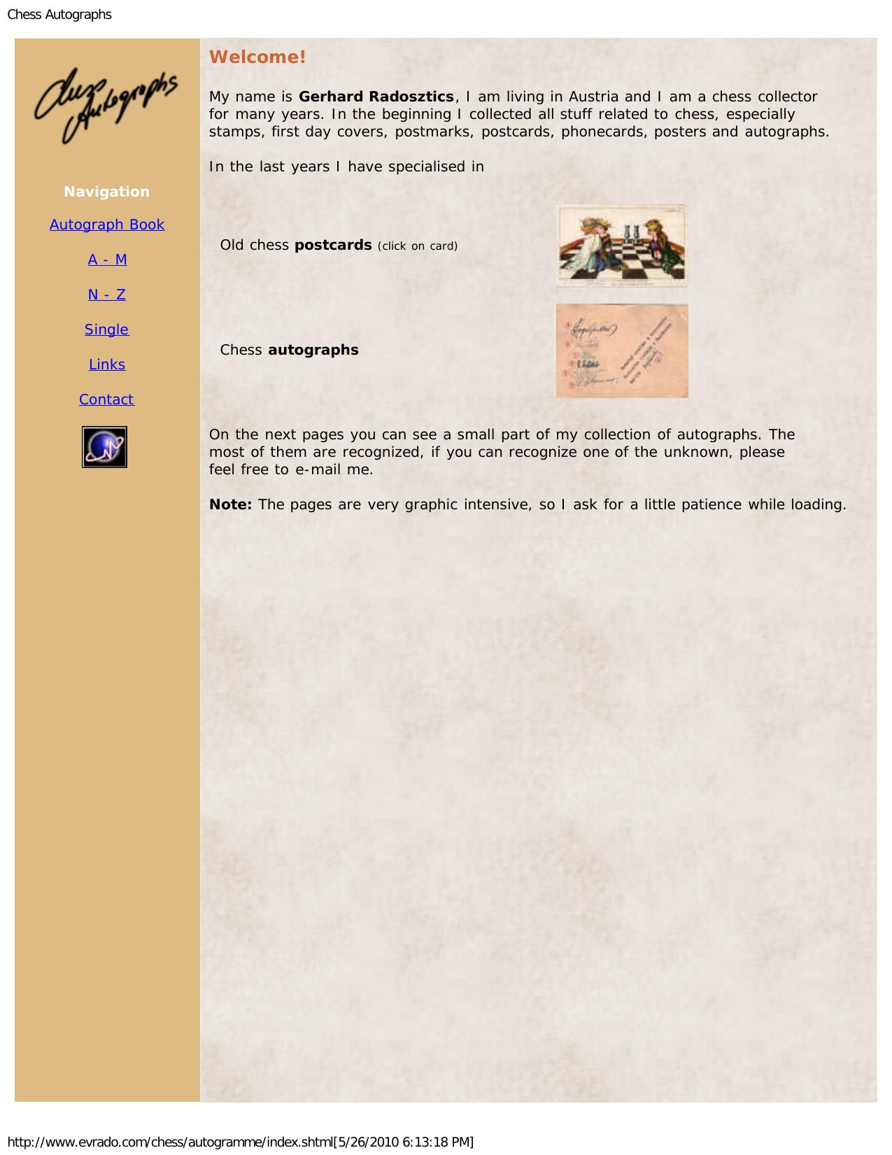 Chess Autographs by Gerhard Radosztics