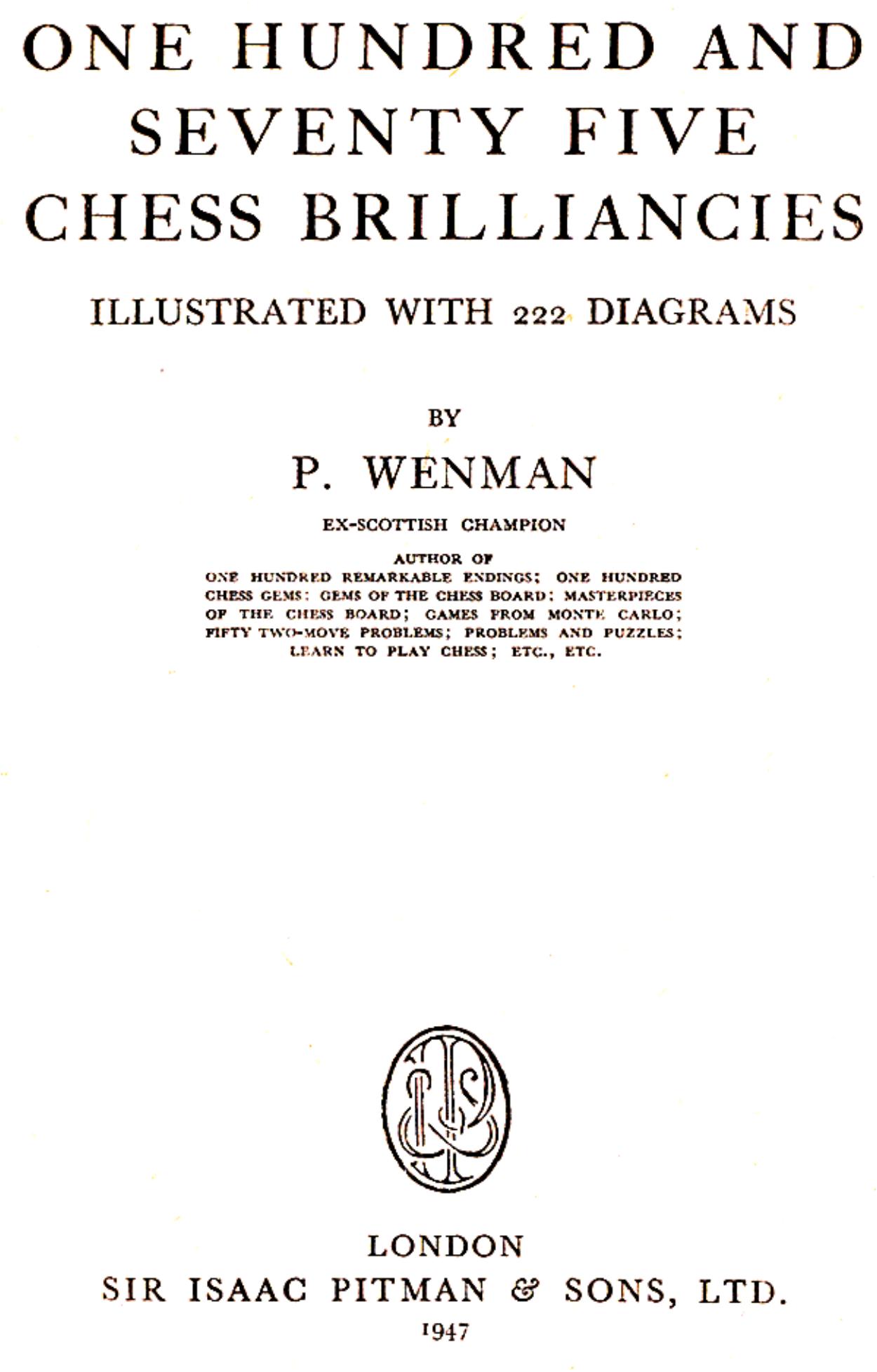 Chess Brilliancies by Wenman