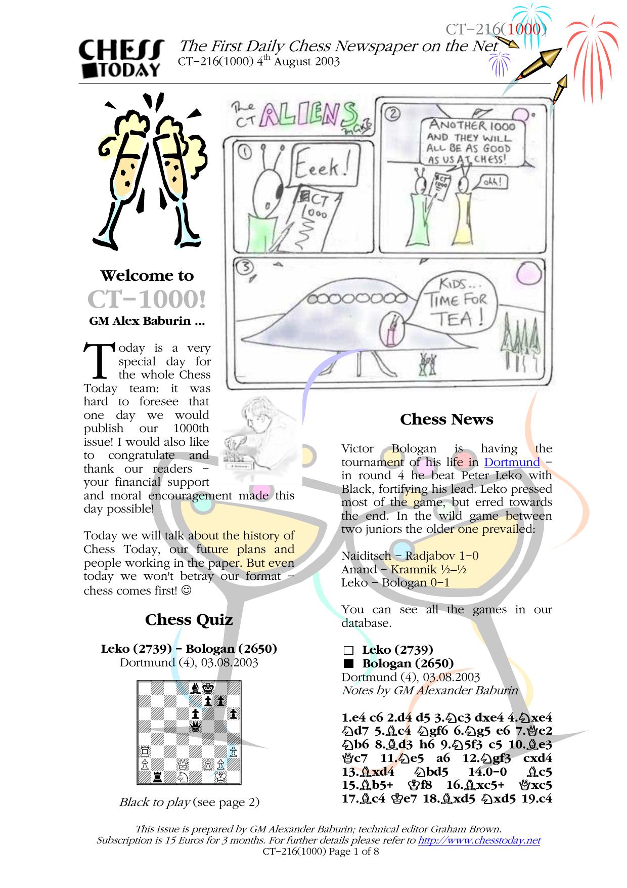 Chess Magazine Chess Tod3 by Graham Brown