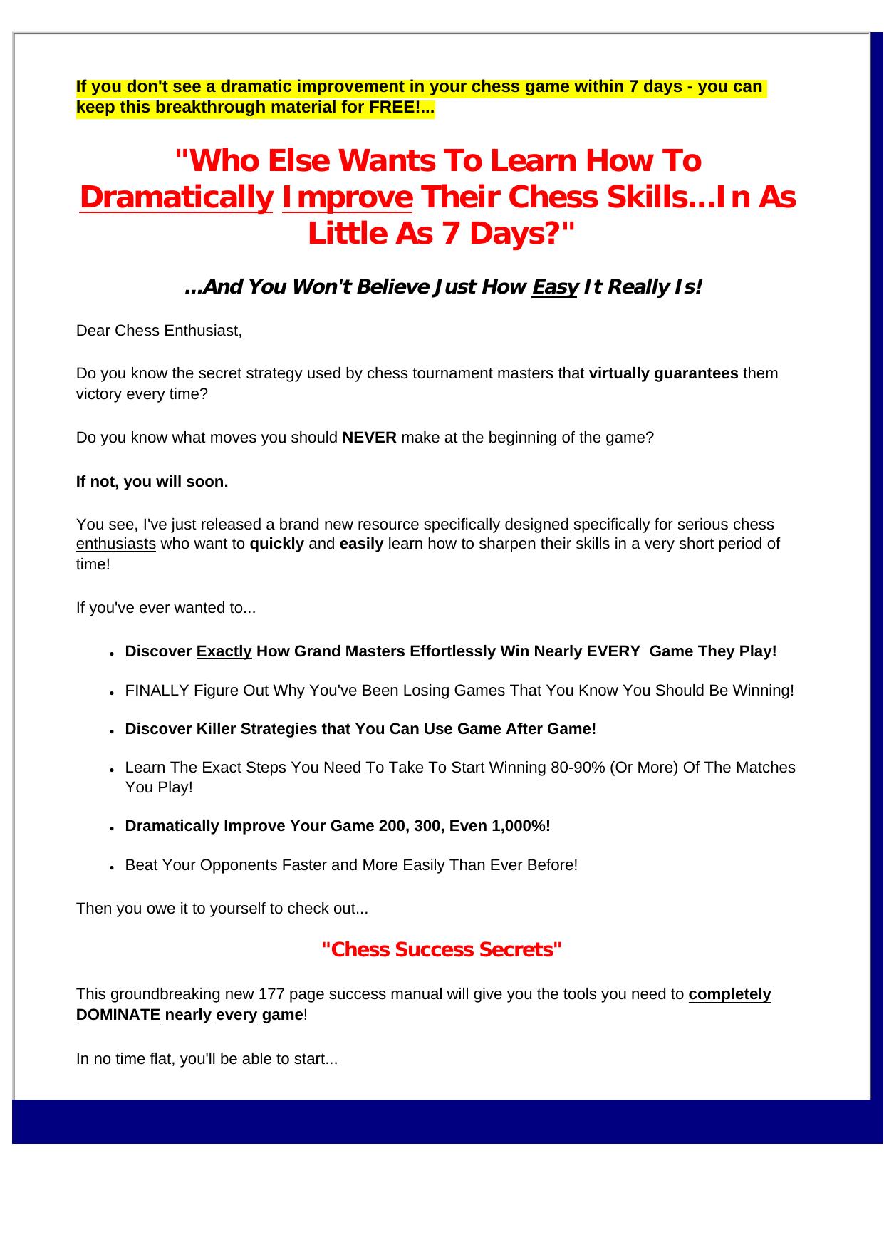 Chess Success Secrets. by Best of Kuszter's Collection