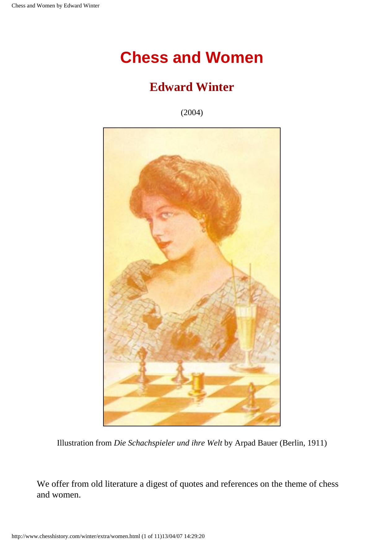 Chess and Women by Edward Winter by Chess & Women