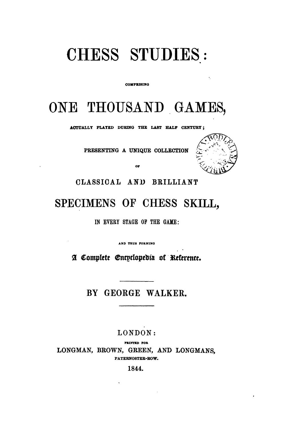 Chess studies by George Walker