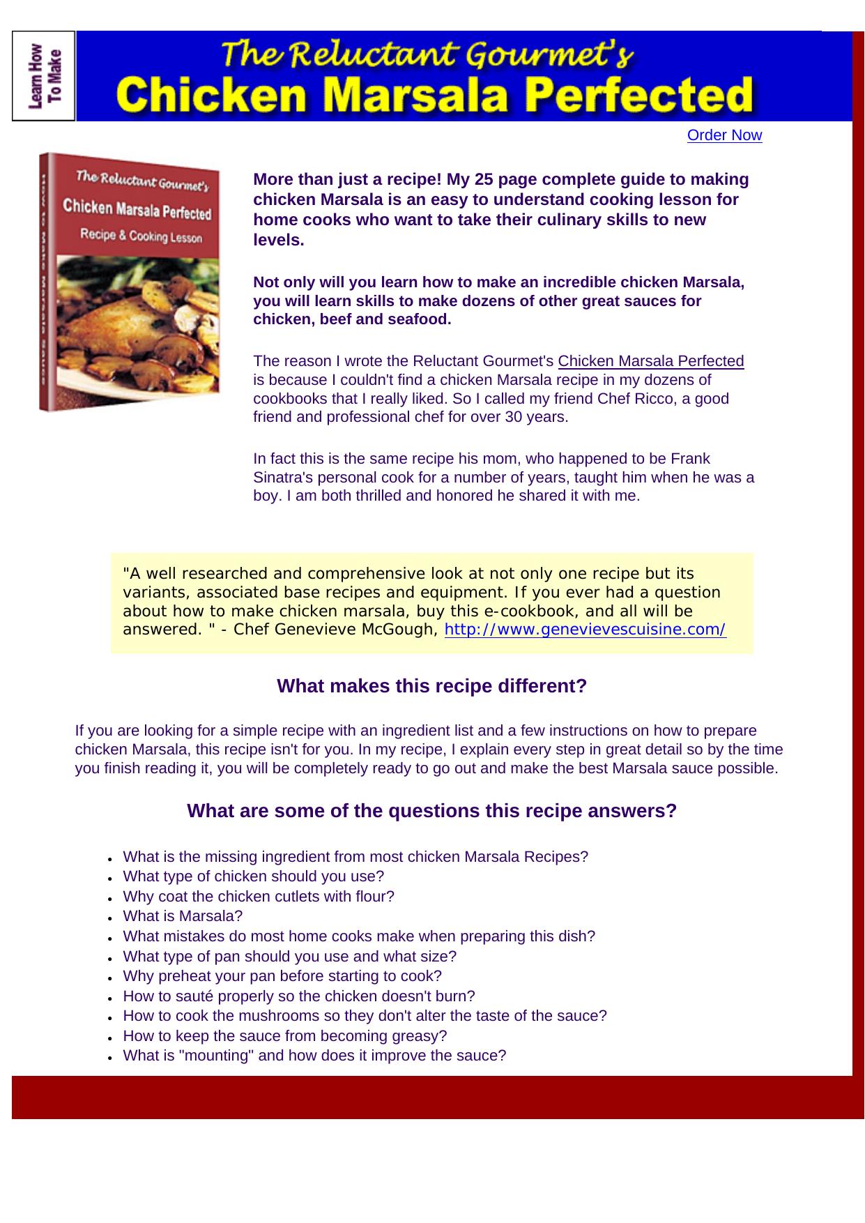 Chicken Marsala Perfected. by Best of Kuszter's Collection