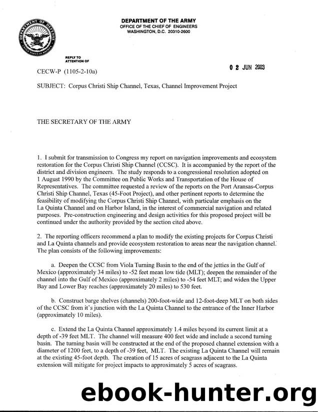 Chief's Report - Corpus Christi Ship Channel, Texas, Channel Improvement Project by Unknown