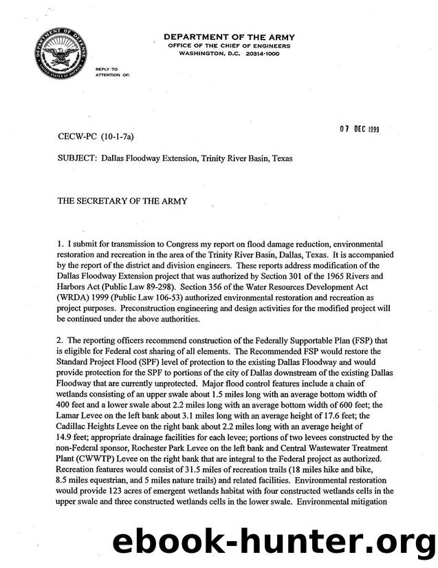 Chief's Report - Dallas Floodway Extension, Trinity River Basin, Texas by Unknown