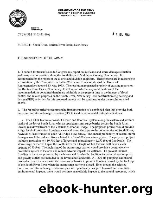 Chief's Report - South River, Raritan River Basin, New Jersey by Unknown