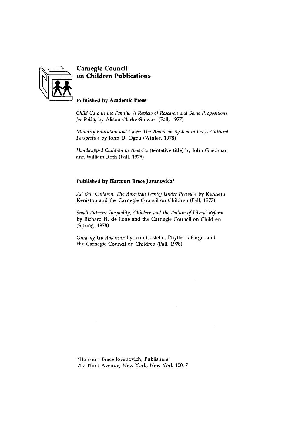 Child Care in the Family. A Review of Research and Some Propositions for Policy by Alison Clarke-Stewart (Auth.)