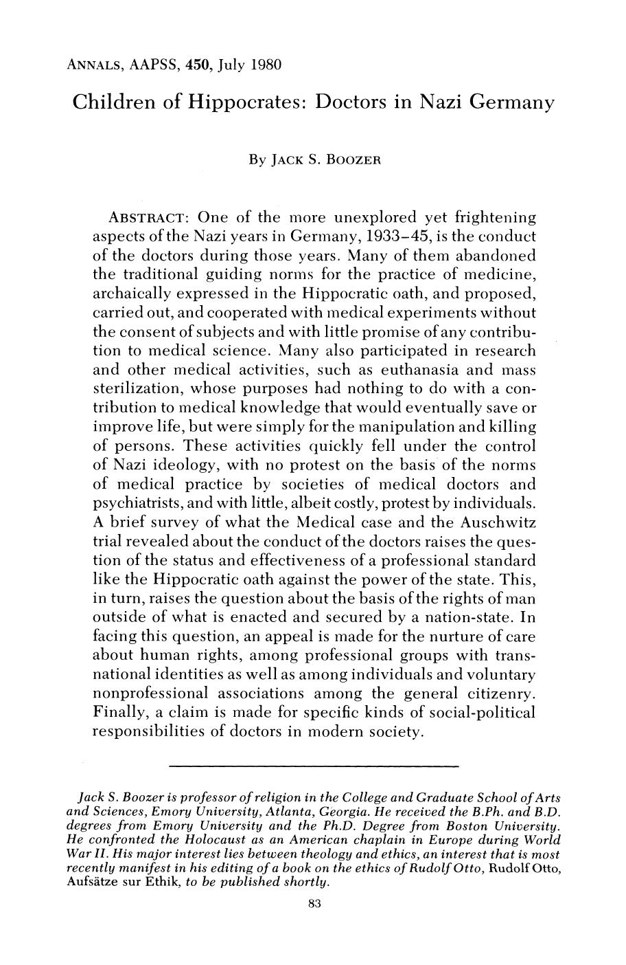 Children of Hippocrates; Doctors in Nazi Germany by Unknown