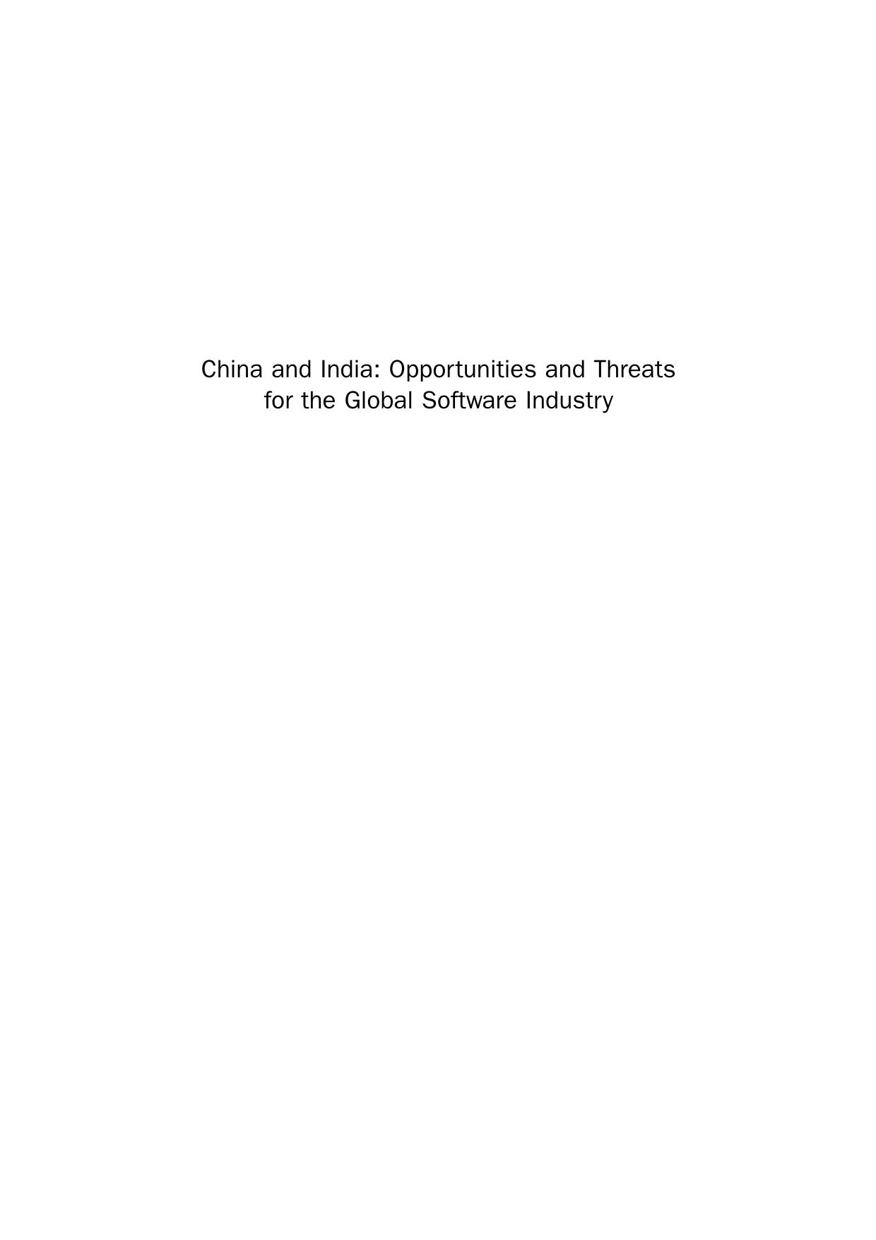 China and India. Opportunities and Threats for the Global Software Industry by John T. McManus Mingzhi Li and Deependra Moitra (Auth.)