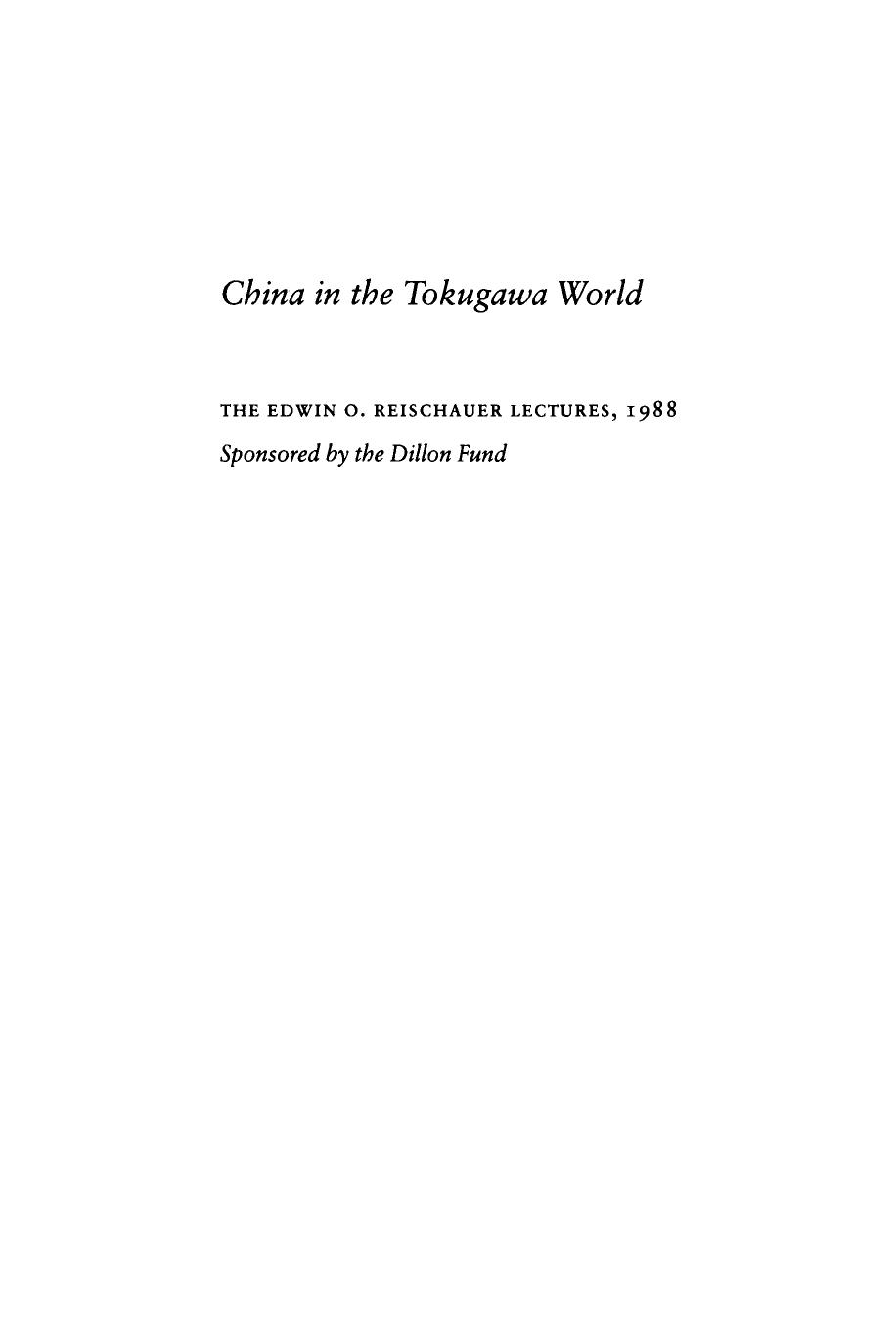 China in the Tokugawa World by Marius B. Jansen