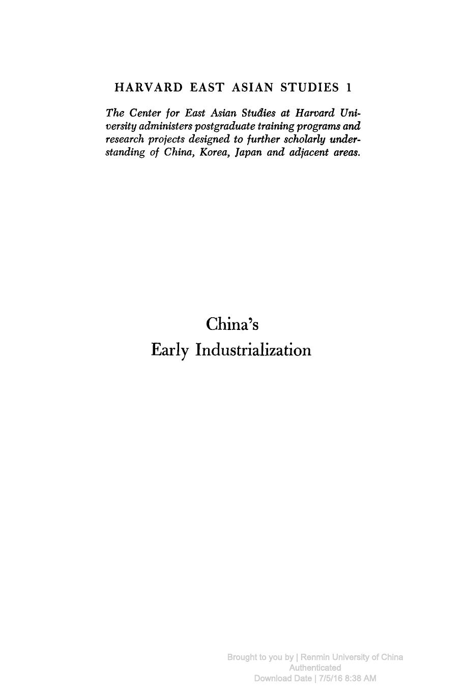 China's Early Industrialization : Sheng Hsuan-huai and Mandarin Enterprise by Albert Feuerwerker