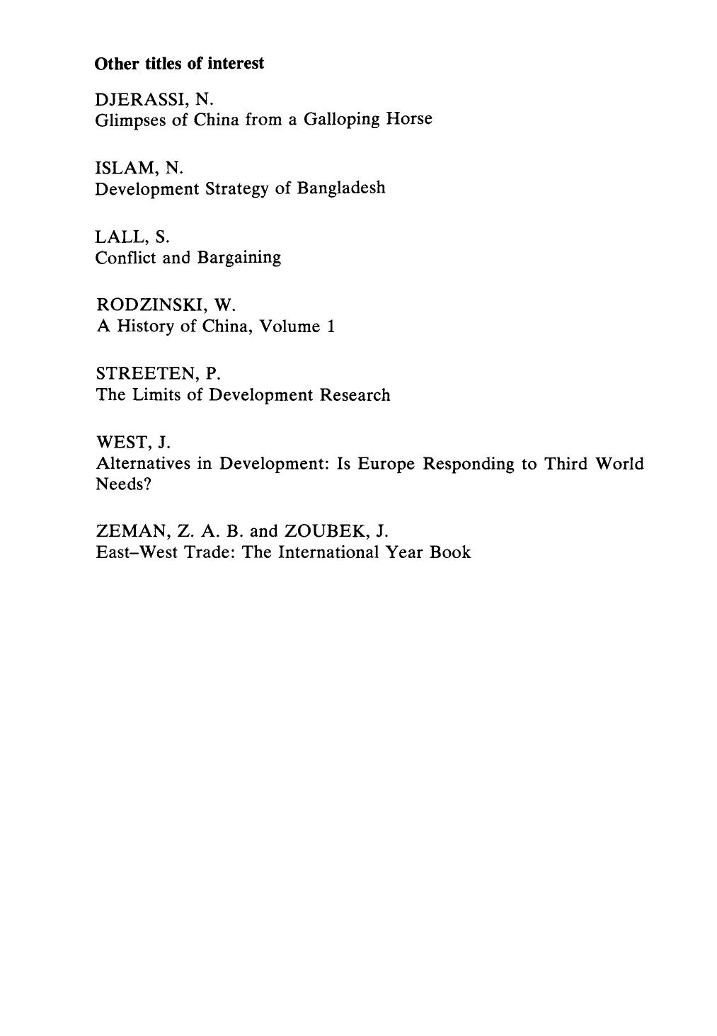 China's Road to Development by Neville Maxwell