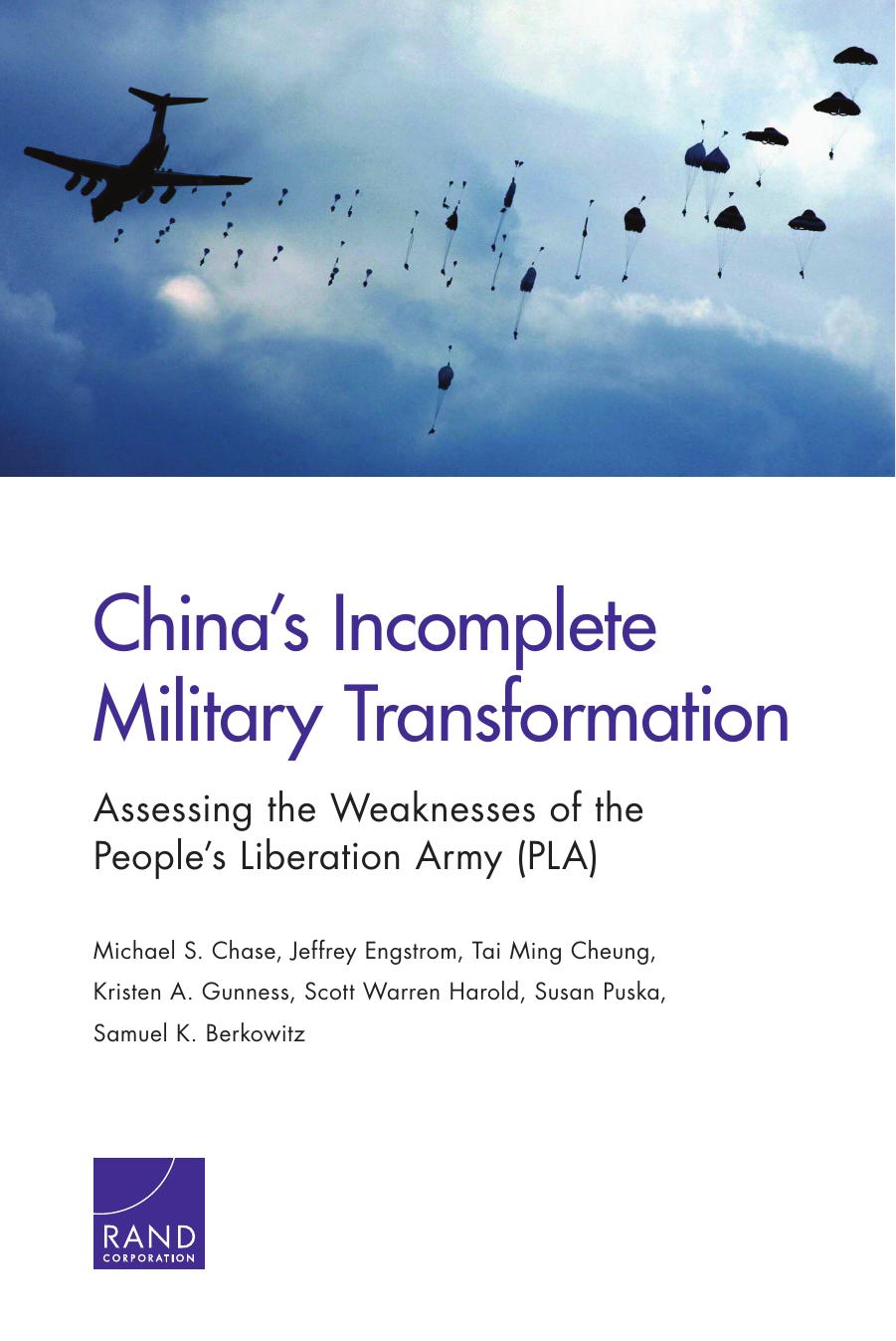 Chinaâs incomplete military transformation by Chase Michael S. Engstrom Jeffrey Cheung Tai Ming (eds)