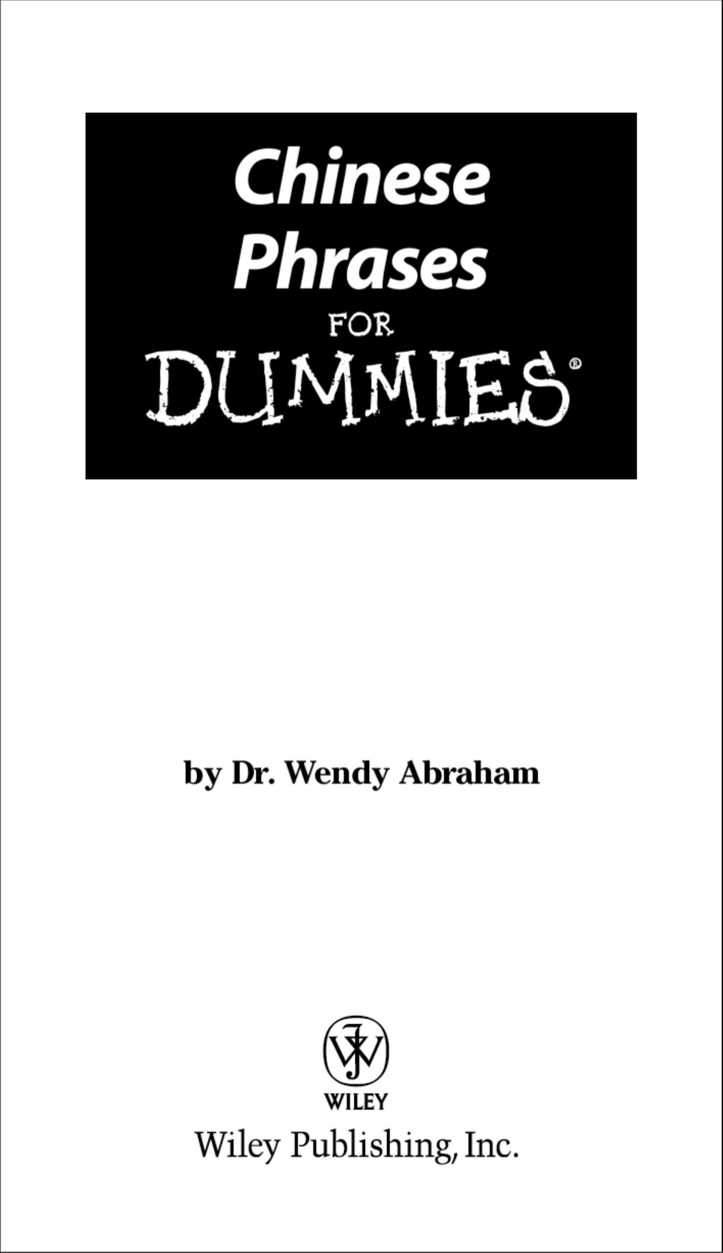 Chinese Phrases for Dummies by Wendy Abraham