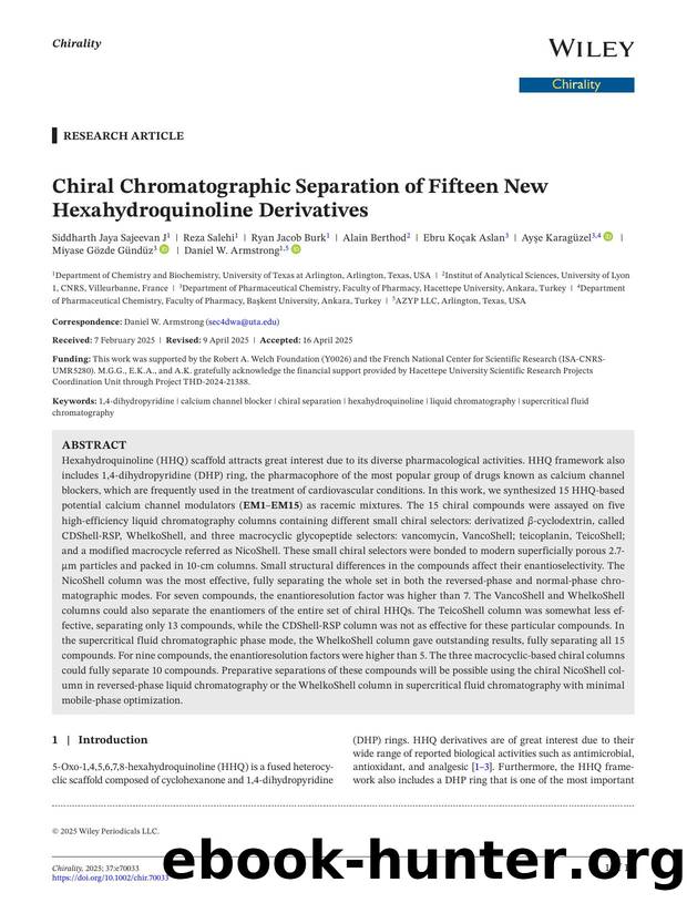 Chiral Chromatographic Separation of Fifteen New Hexahydroquinoline Derivatives by Unknown