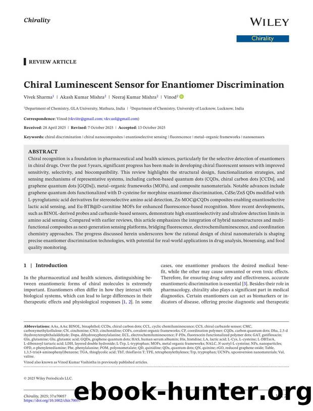Chiral Luminescent Sensor for Enantiomer Discrimination by Unknown