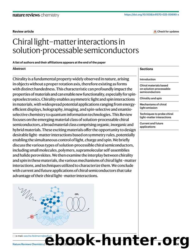 Chiral lightâmatter interactions in solution-processable semiconductors by unknow