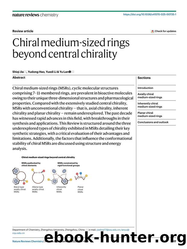 Chiral medium-sized rings beyond central chirality by Shiqi Jia & Yudong Hao & Yuedi Li & Yu Lan