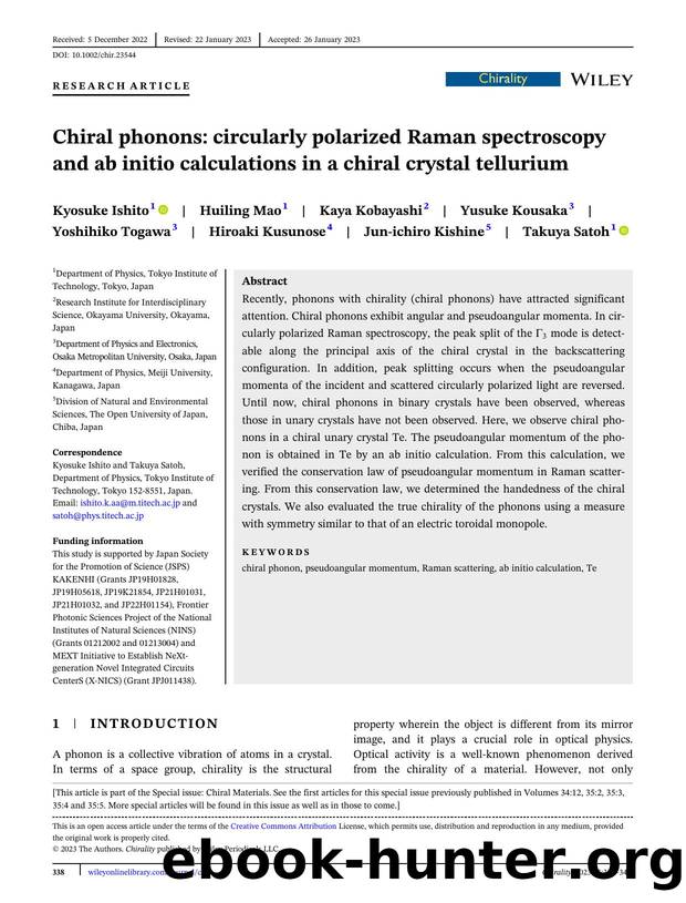 Chiral phonons: circularly polarized Raman spectroscopy and ab initio calculations in a chiral crystal tellurium by unknow