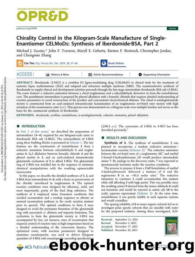 Chirality Control in the Kilogram-Scale Manufacture of Single-Enantiomer CELMoDs: Synthesis of IberdomideÂ·BSA, Part 2 by unknow