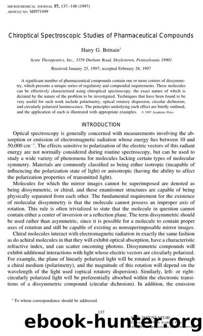Chiroptical Spectroscopic Studies of Pharmaceutical Compounds by Brittain H. G