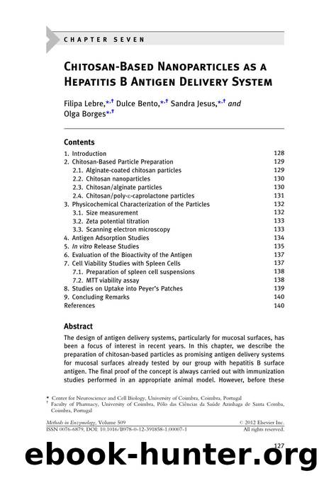 Chitosan-Based Nanoparticles as a Hepatitis B Antigen Delivery System by Filipa Lebre & Dulce Bento & Sandra Jesus & Olga Borges