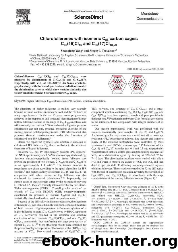Chlorofullerenes with isomeric C86 carbon cages: C86(16)Cl16 and C86(17)Cl18,20 by Shangfeng Yang & Sergey I. Troyanov