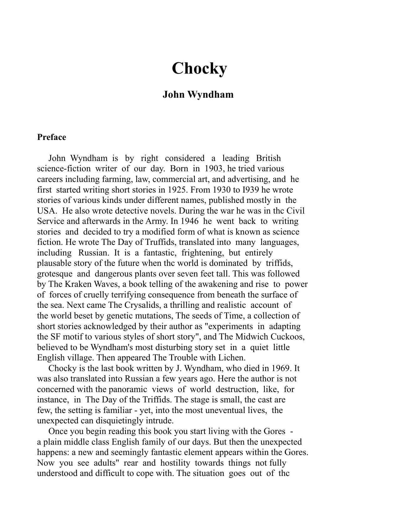 Chocky by John Wyndham