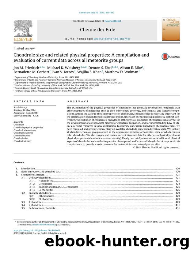 Chondrule size and related physical properties: A compilation and evaluation of current data across all meteorite groups by unknow