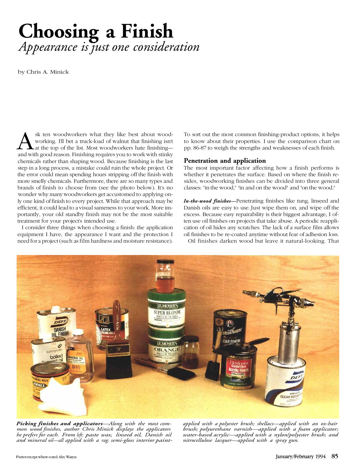 Choosing a Finish by Chris A. Minick