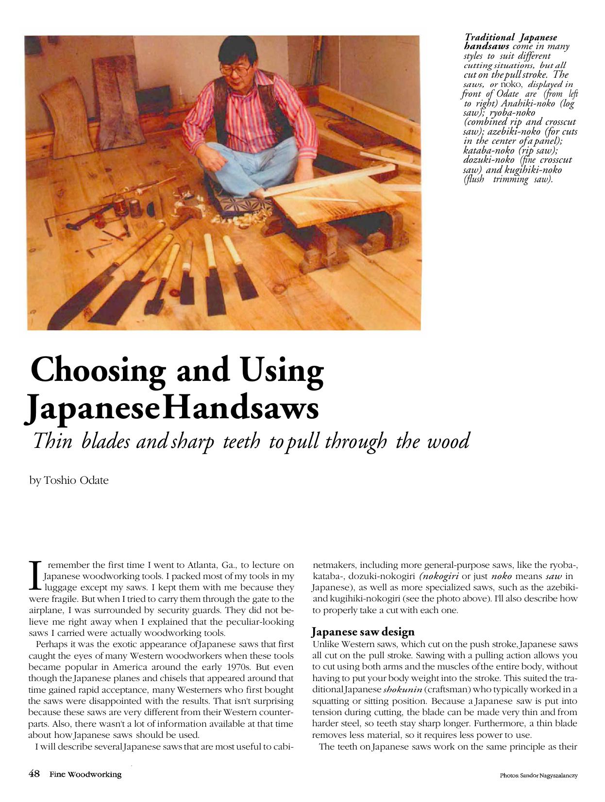 Choosing and Using Japanese Handsaws by Toshio Odate