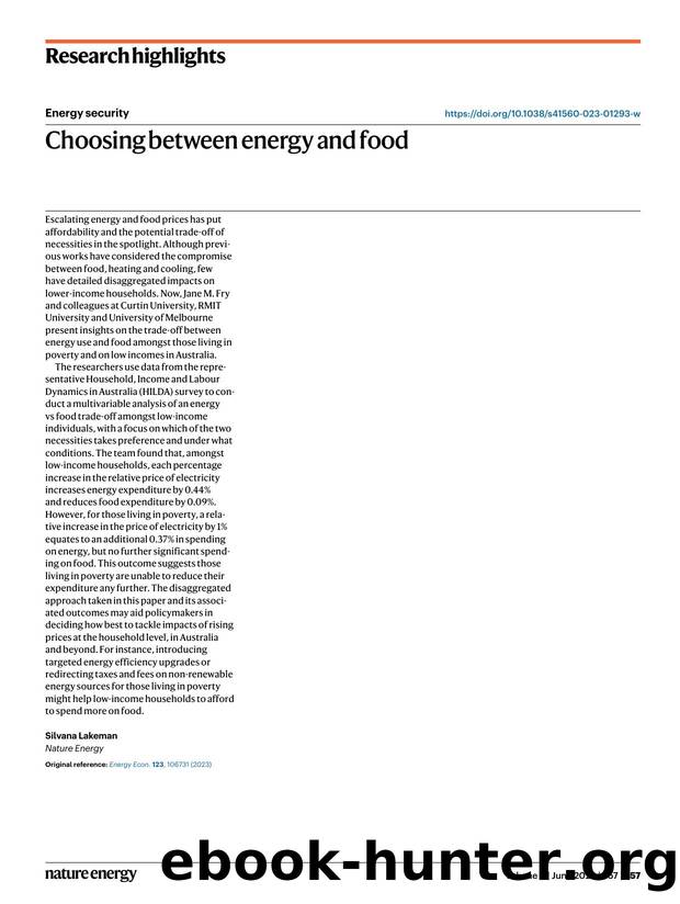 Choosing between energy and food by Silvana Lakeman